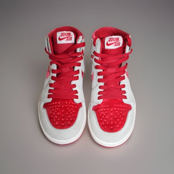 Nike Women's Air Jordan 1 Mid Valentines Day Red White DV1304-100 worn 2x Sz 5.5 - Picture 1 of 11
